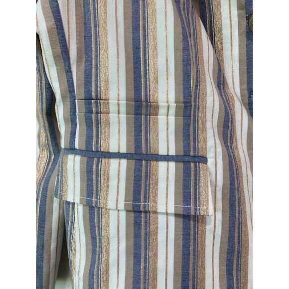 Doncaster Collection Nautical Metallic Stripe Blazer Women's Size 14 Pockets - Picture 7 of 11
